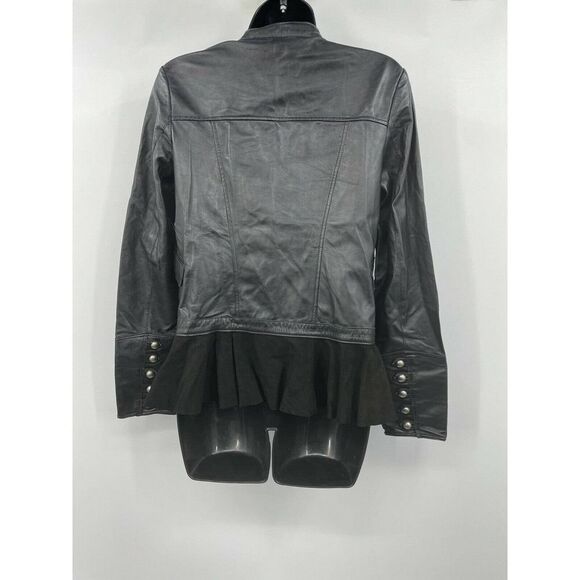 Free People Jakett Willow Peplum Size XS Leather Suede Black Womens Jacket - Picture 4 of 11